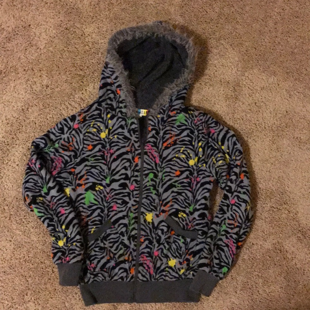Zebra and rainbow print jacket